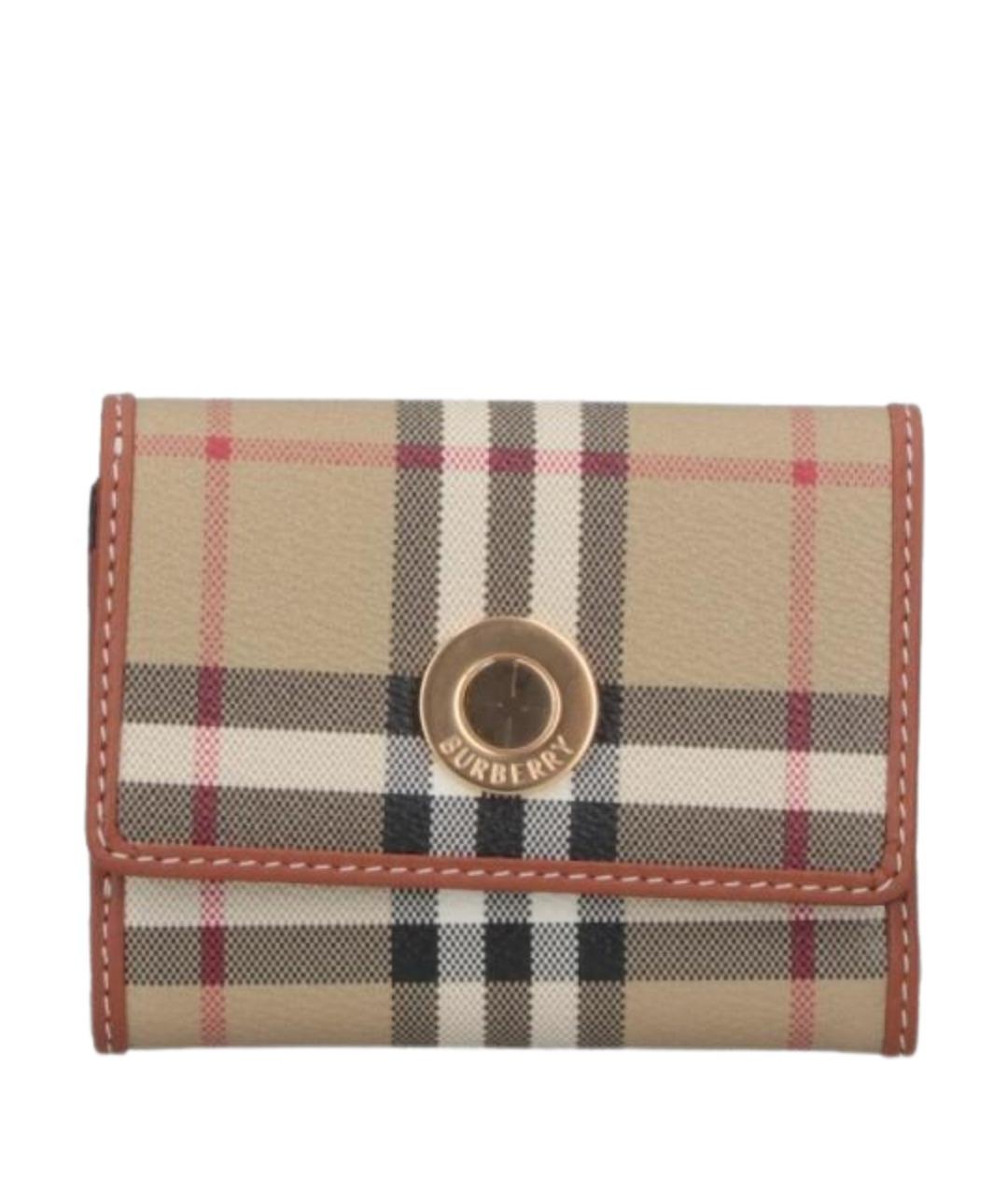 BURBERRY Бежевый кожаный кошелек, фото 1