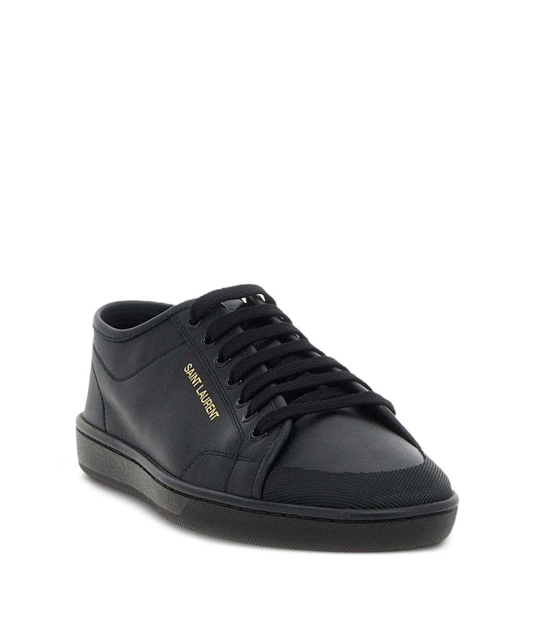 SAINT LAURENT Черные кожаные низкие кроссовки / кеды, фото 2
