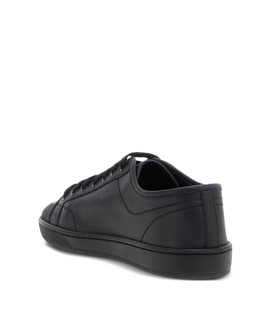 SAINT LAURENT Черные кожаные низкие кроссовки / кеды, фото 3
