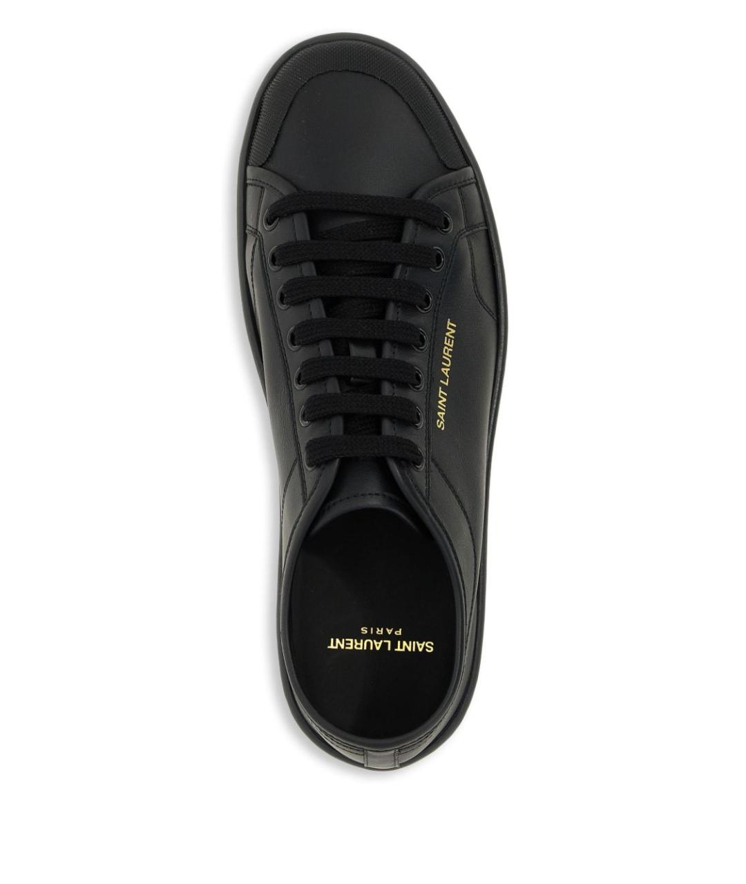 SAINT LAURENT Черные кожаные низкие кроссовки / кеды, фото 4