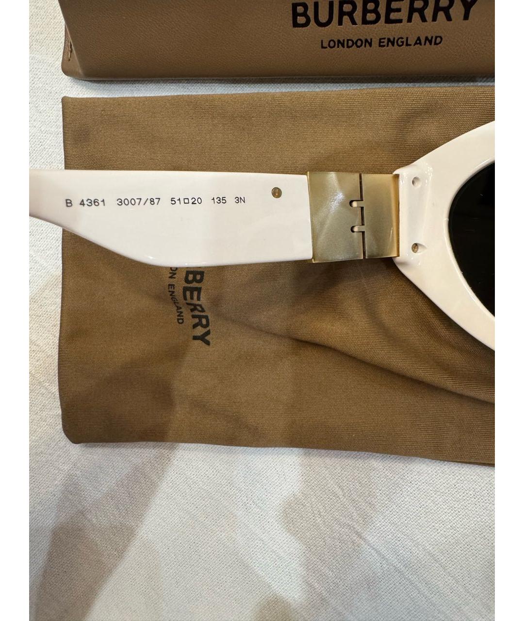 BURBERRY Белые пластиковые солнцезащитные очки, фото 4