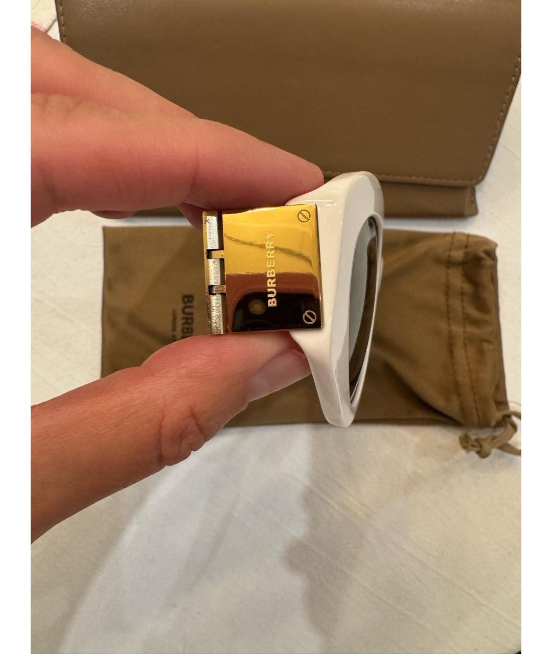 BURBERRY Белые пластиковые солнцезащитные очки, фото 3