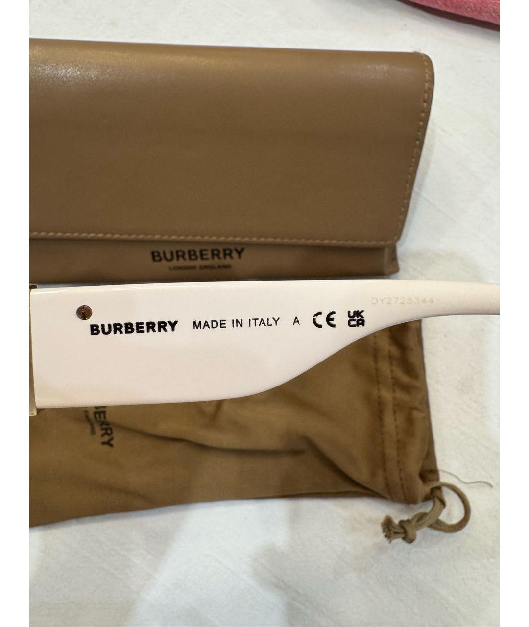 BURBERRY Белые пластиковые солнцезащитные очки, фото 6