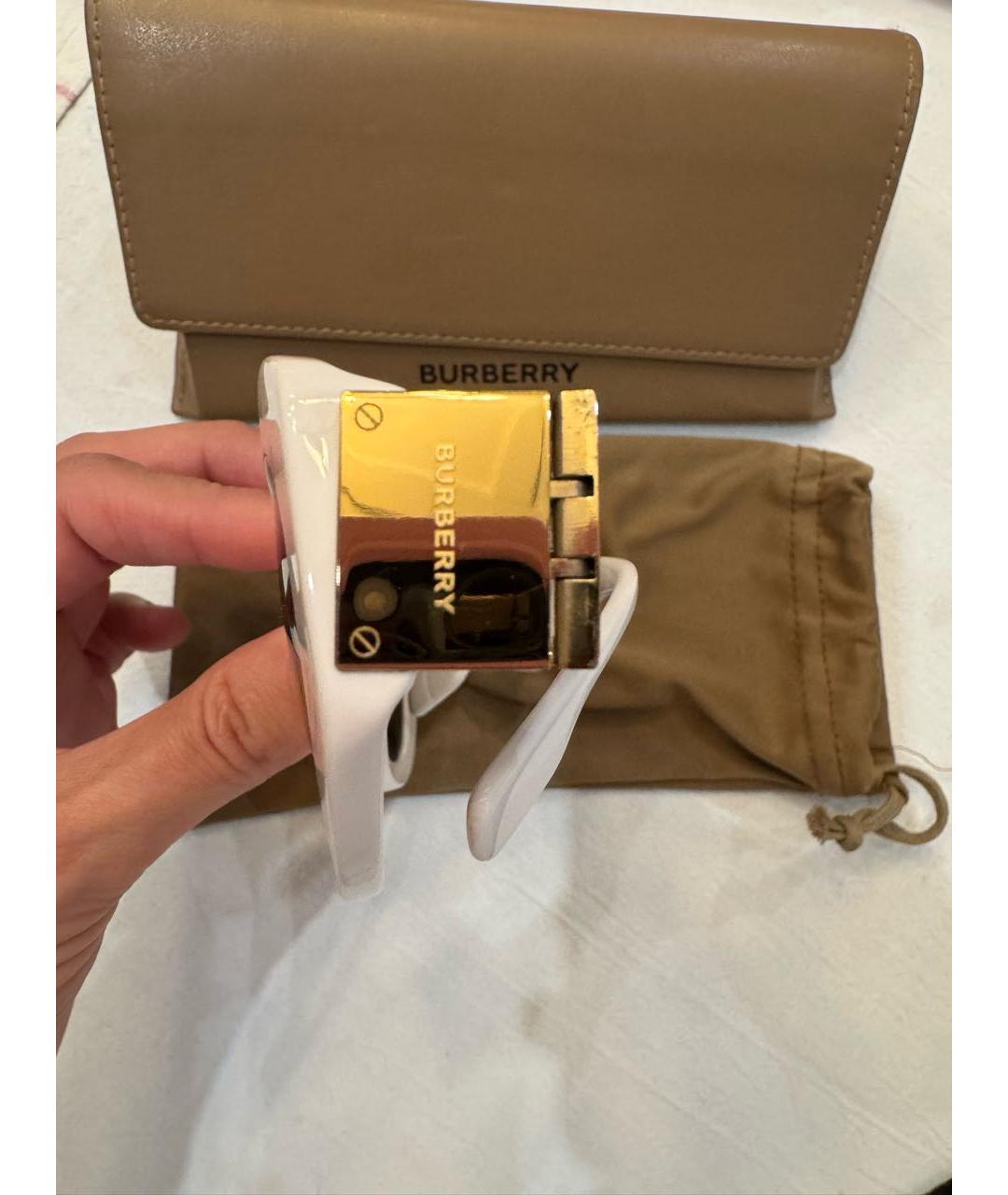 BURBERRY Белые пластиковые солнцезащитные очки, фото 5