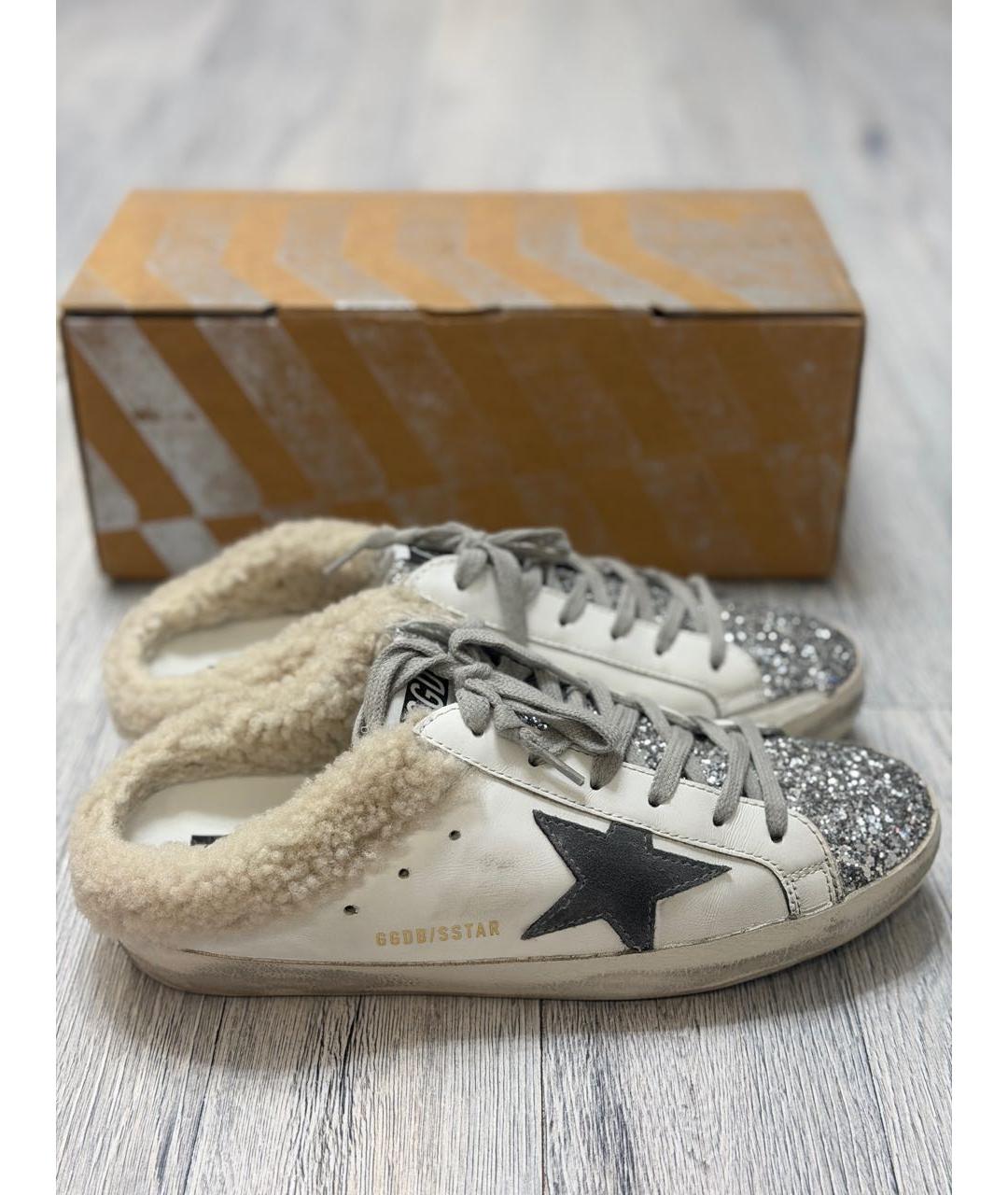 GOLDEN GOOSE DELUXE BRAND Белые кожаные мюли, фото 2