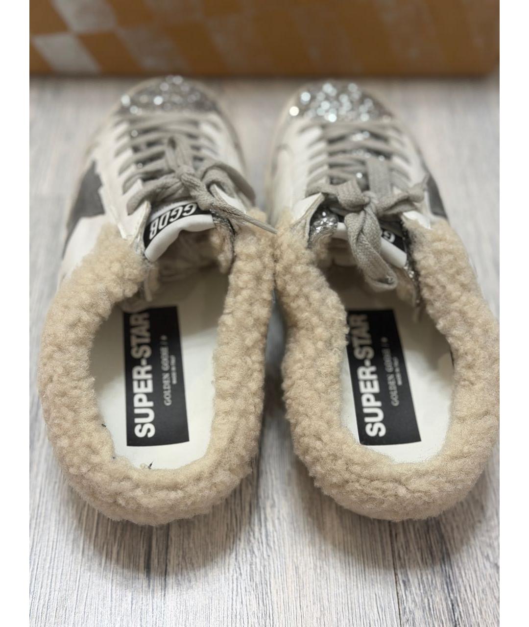 GOLDEN GOOSE DELUXE BRAND Белые кожаные мюли, фото 4