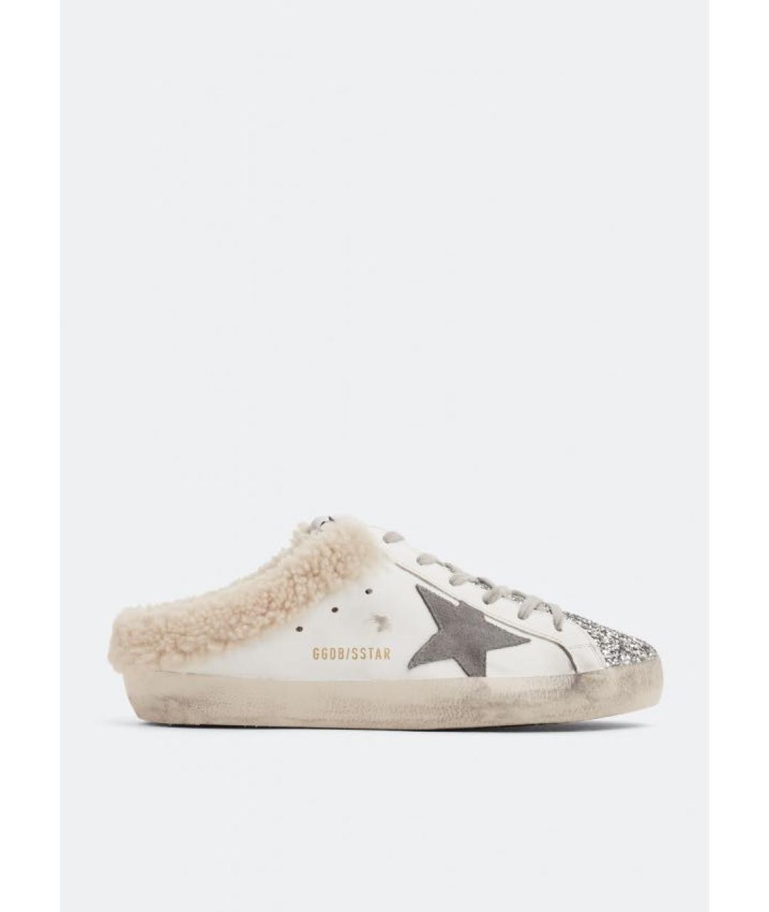 GOLDEN GOOSE DELUXE BRAND Белые кожаные мюли, фото 6