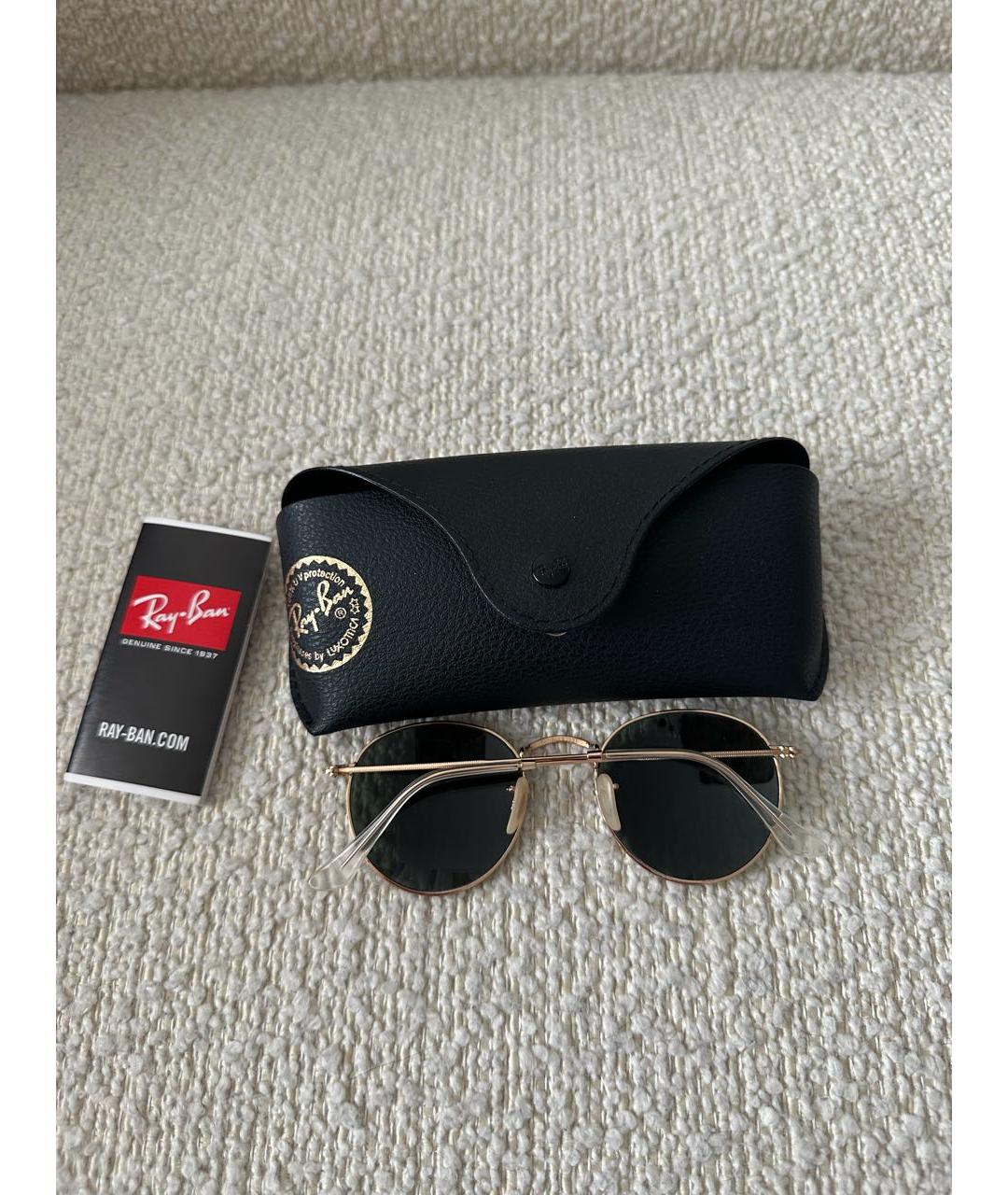 RAY BAN Золотые металлические солнцезащитные очки, фото 3