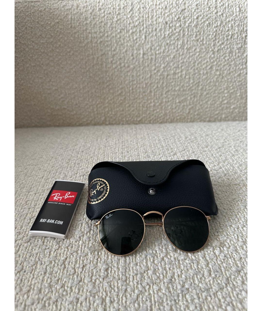 RAY BAN Золотые металлические солнцезащитные очки, фото 2