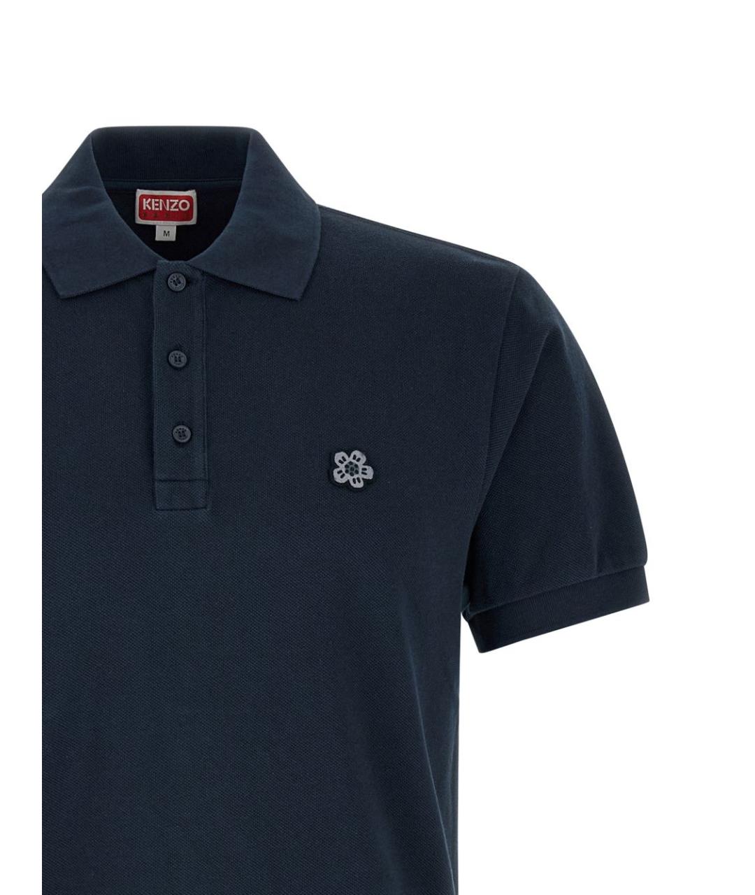 KENZO Синее хлопковое поло с длинным рукавом, фото 2