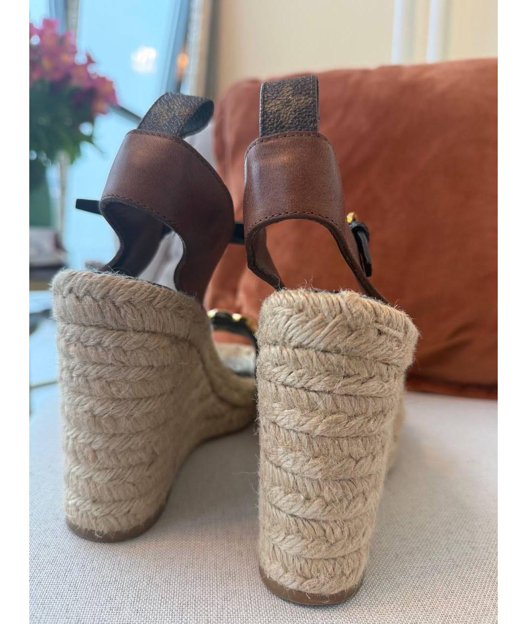 LOUIS VUITTON Черные кожаные босоножки, фото 4