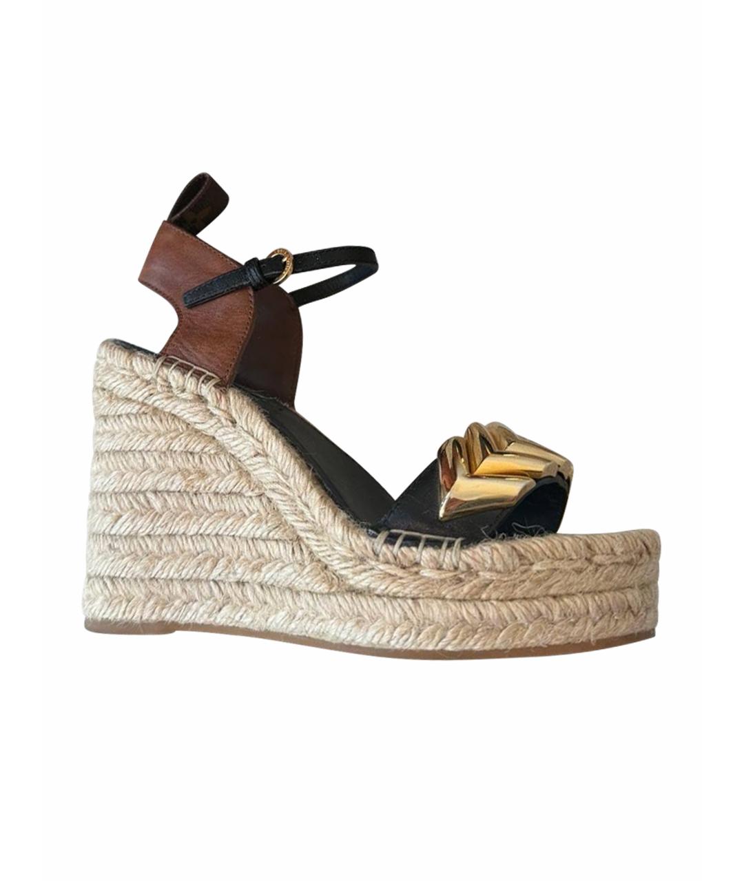 LOUIS VUITTON Черные кожаные босоножки, фото 1