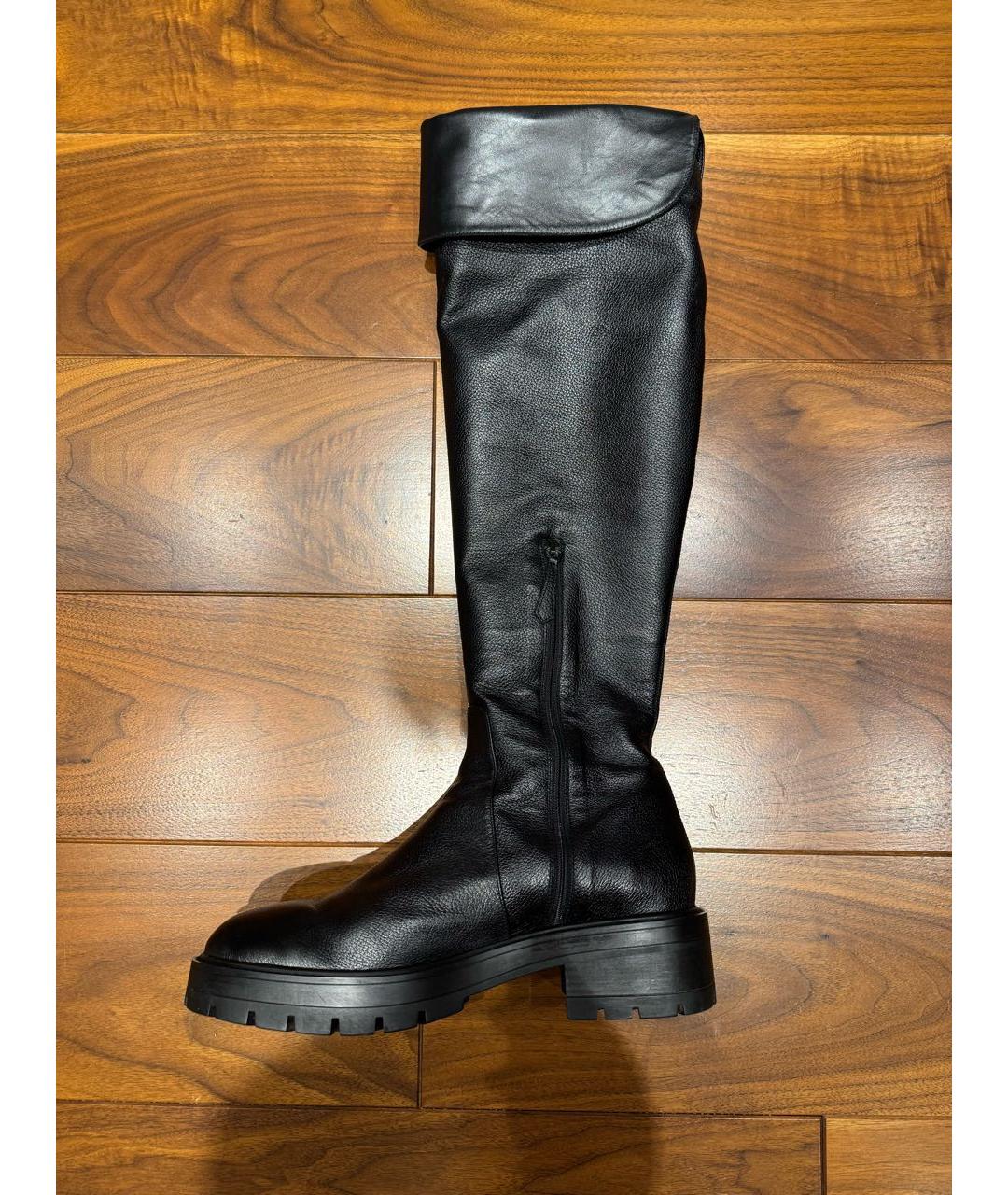 AQUAZZURA Черные кожаные ботфорты, фото 6