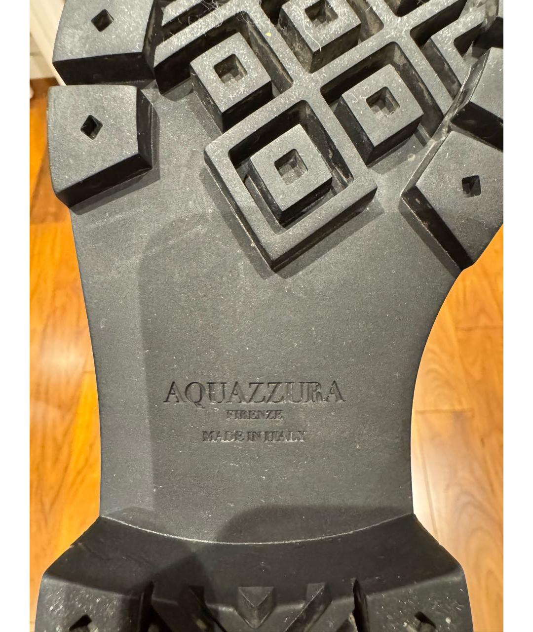 AQUAZZURA Черные кожаные ботфорты, фото 8