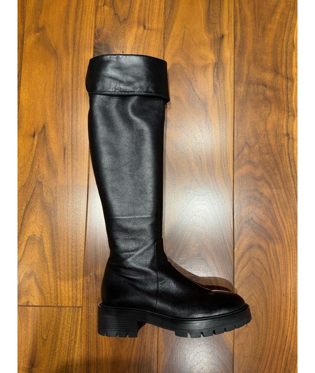AQUAZZURA Черные кожаные ботфорты, фото 5