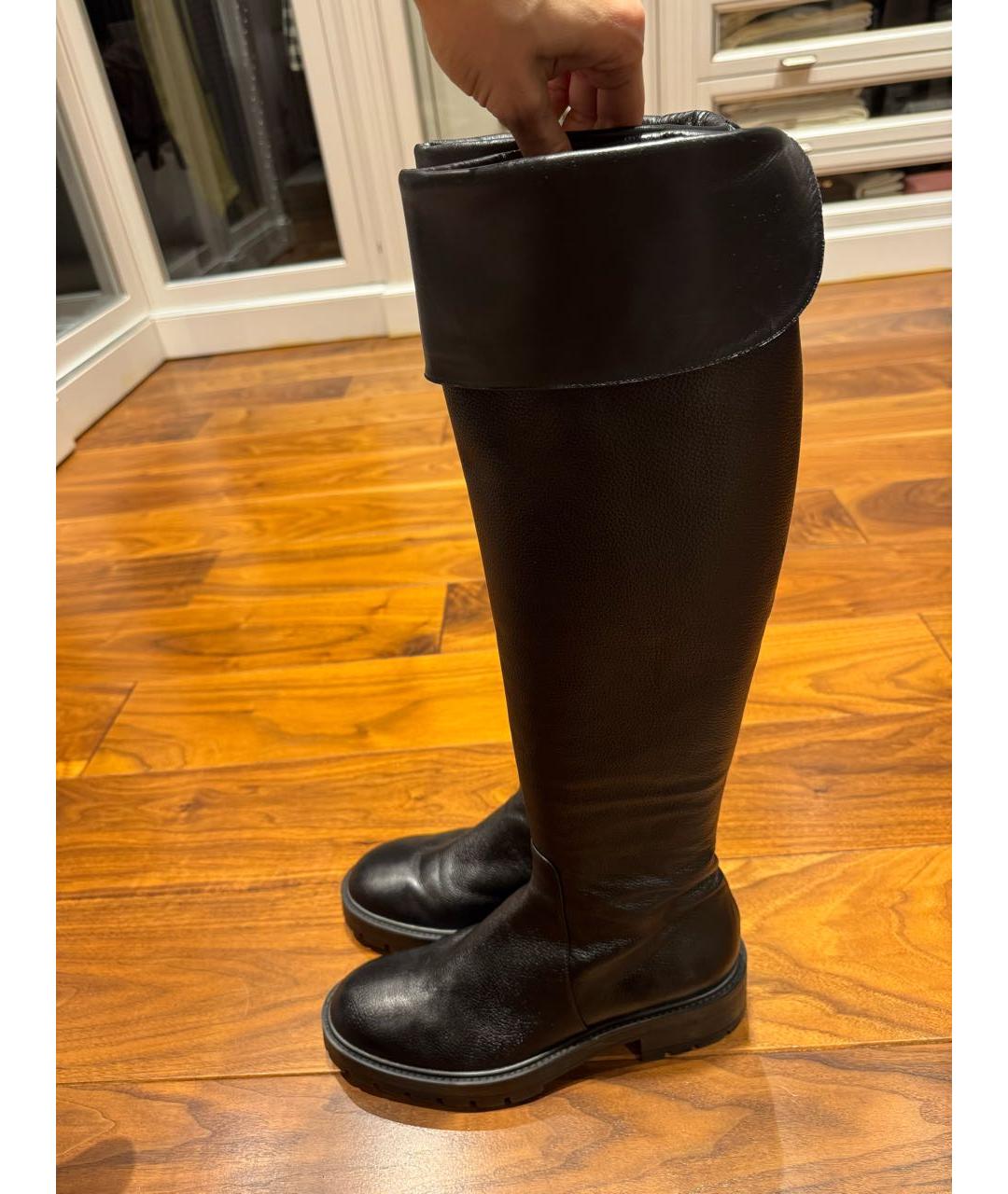AQUAZZURA Черные кожаные ботфорты, фото 4
