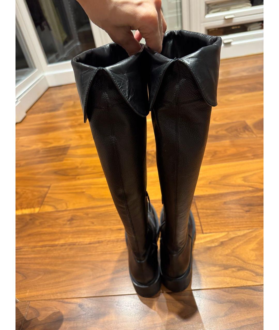 AQUAZZURA Черные кожаные ботфорты, фото 3