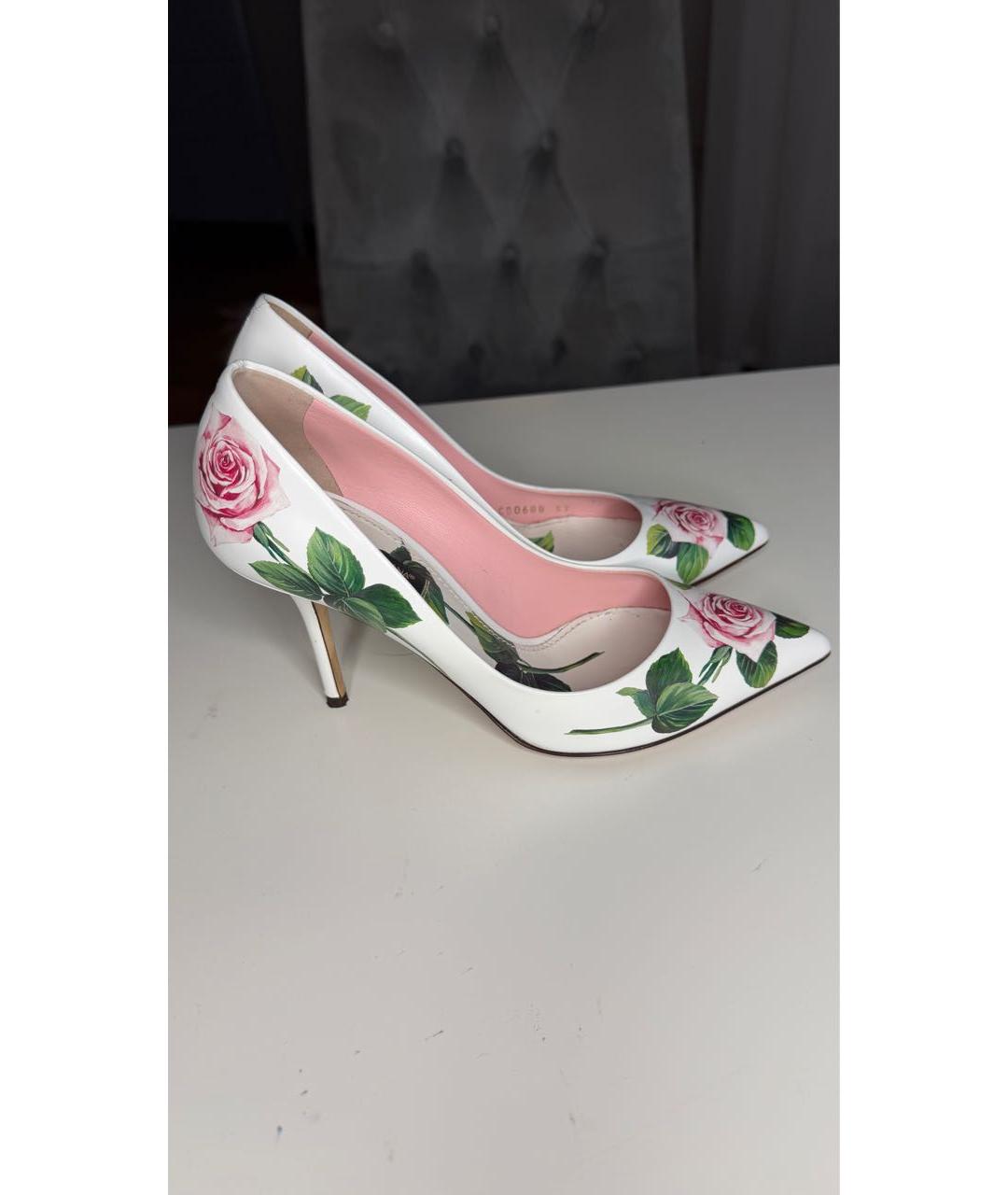 DOLCE&GABBANA Белые кожаные туфли, фото 5