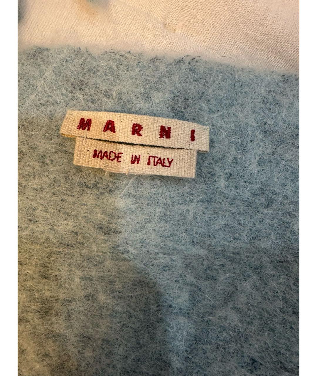 MARNI Голубой шерстяной шарф, фото 4