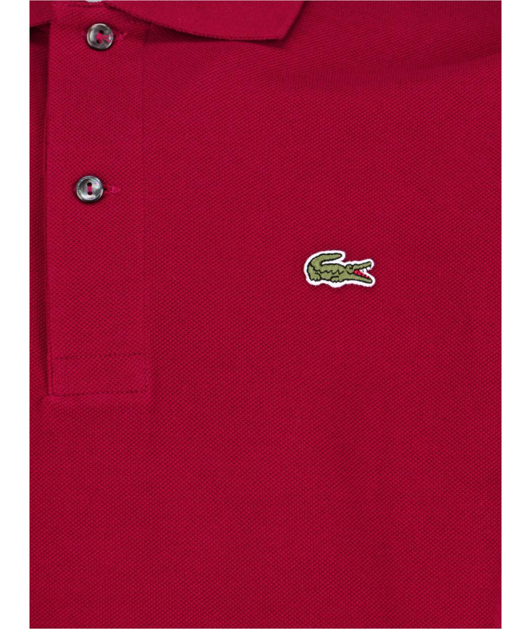 LACOSTE Красное хлопковое поло с коротким рукавом, фото 3