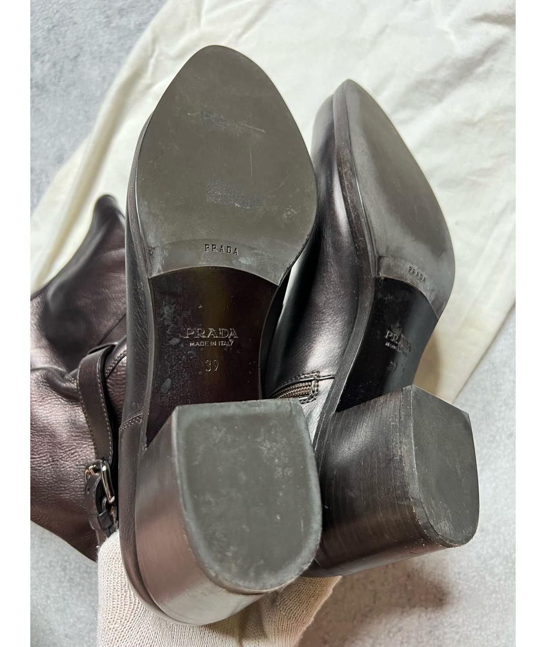 PRADA Коричневые кожаные сапоги, фото 6