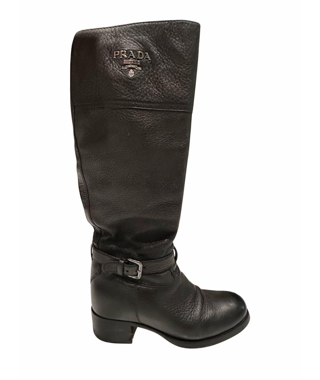 PRADA Коричневые кожаные сапоги, фото 1