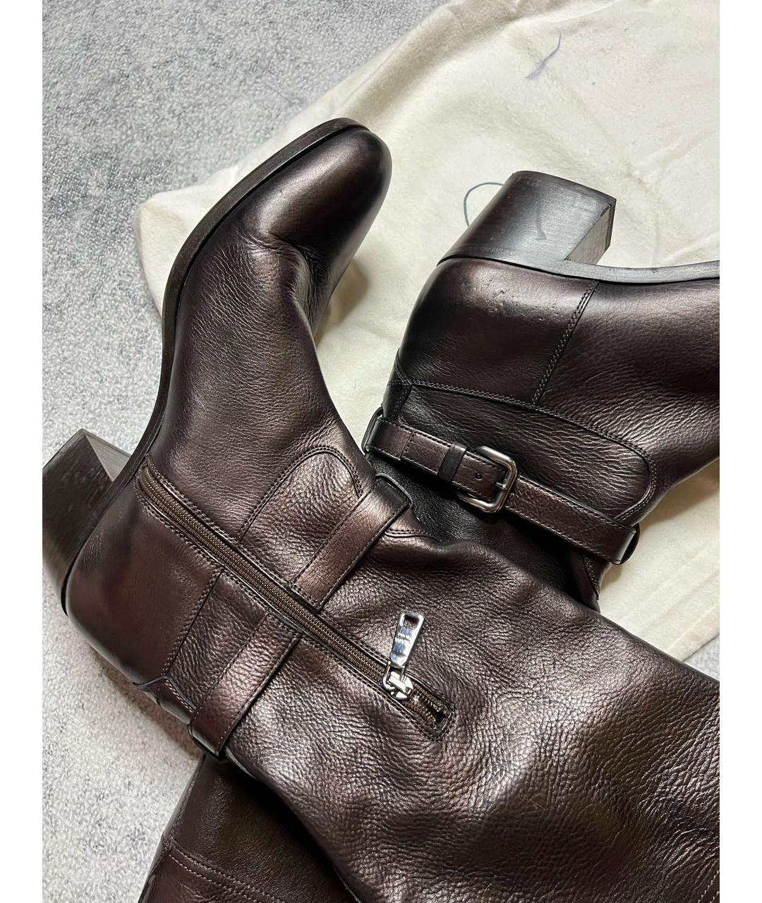 PRADA Коричневые кожаные сапоги, фото 5