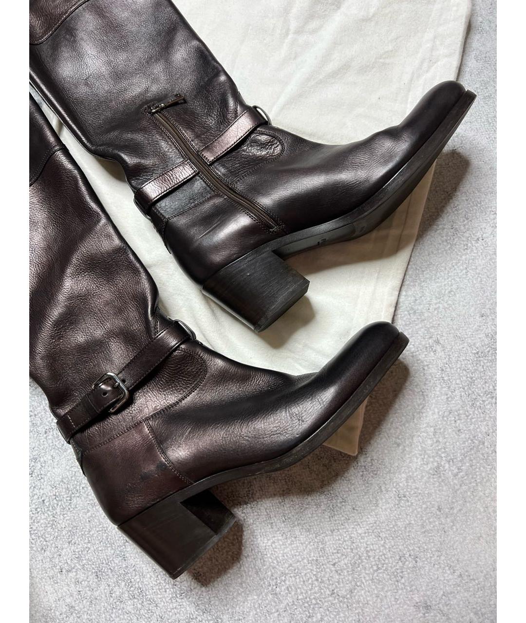 PRADA Коричневые кожаные сапоги, фото 7
