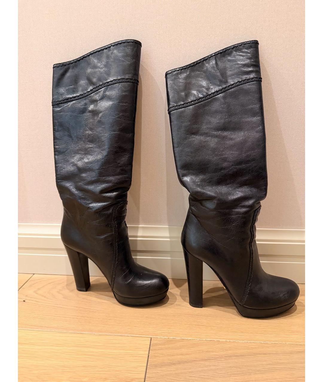 PRADA Черные кожаные сапоги, фото 5