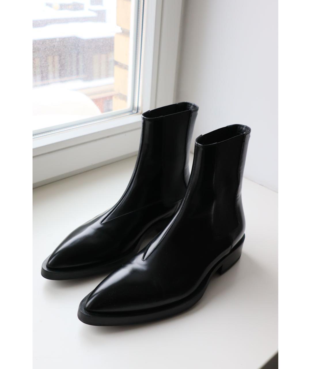 JIL SANDER Черные кожаные ботинки, фото 2
