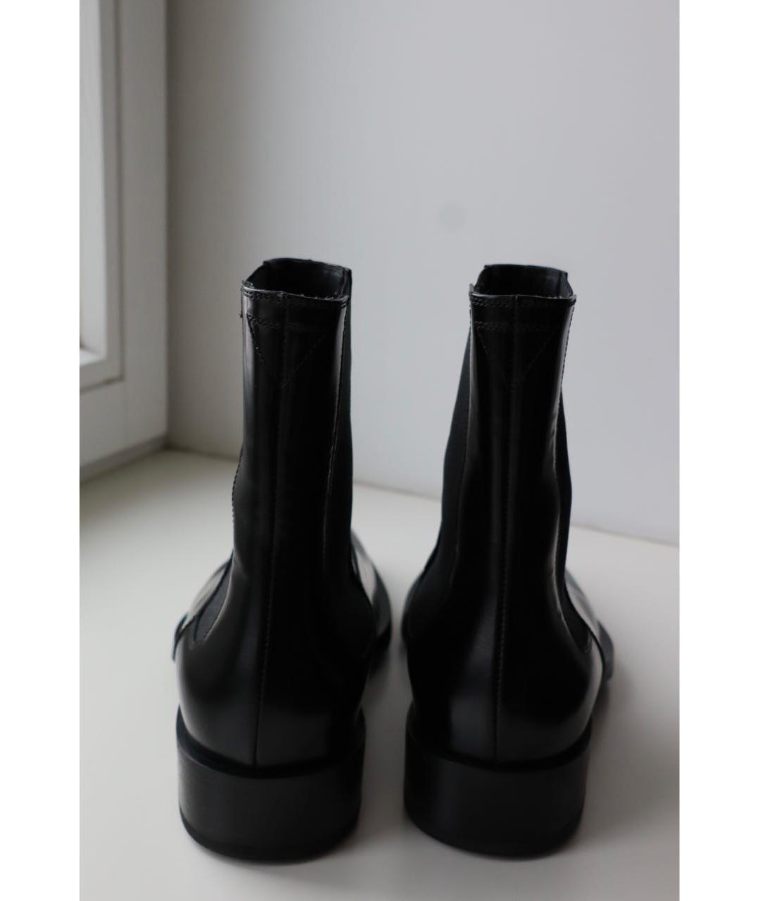 JIL SANDER Черные кожаные ботинки, фото 3