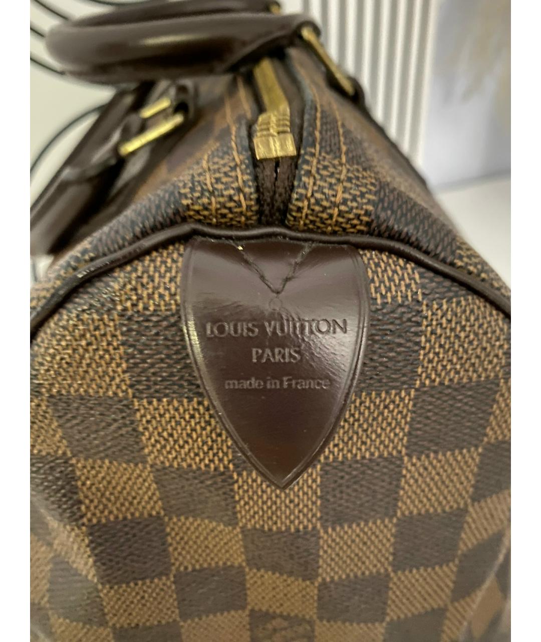 LOUIS VUITTON Коричневая кожаная сумка с короткими ручками, фото 6