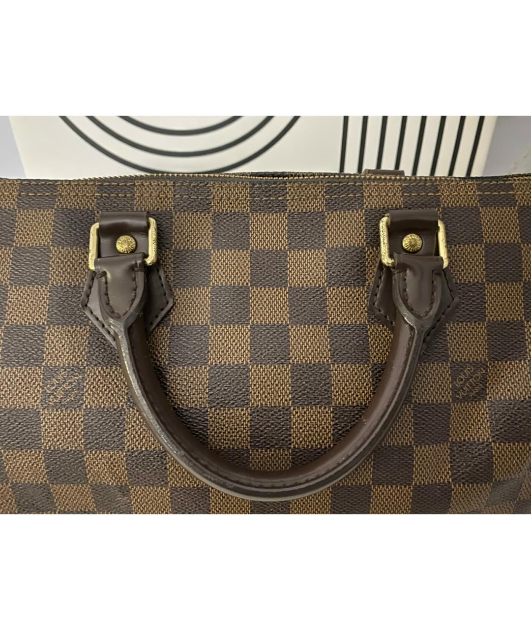 LOUIS VUITTON Коричневая кожаная сумка с короткими ручками, фото 4