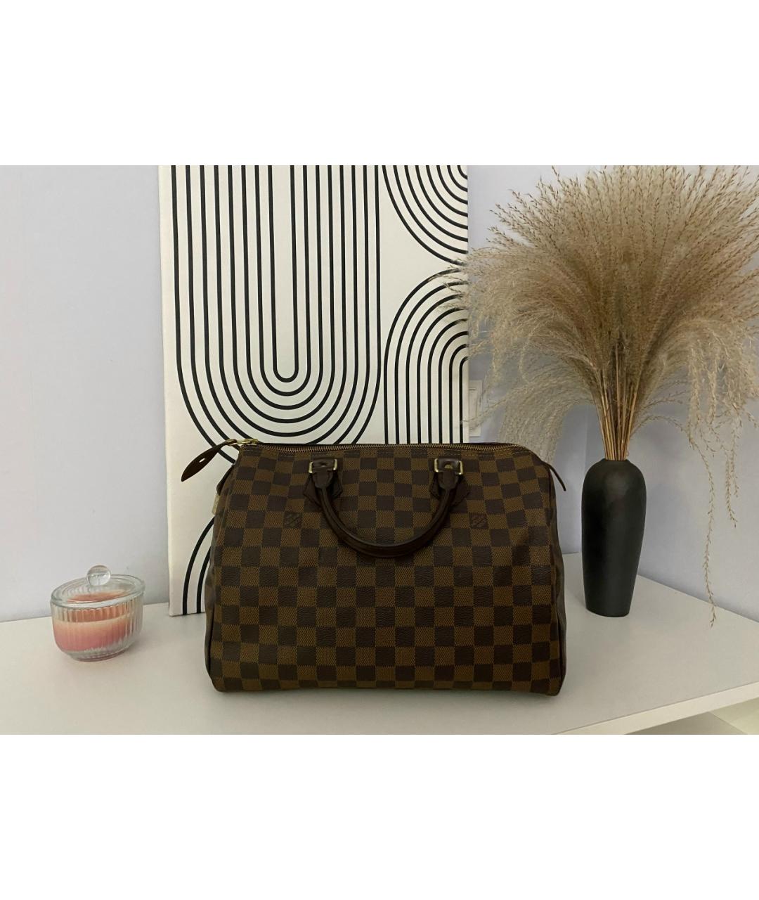 LOUIS VUITTON Коричневая кожаная сумка с короткими ручками, фото 10