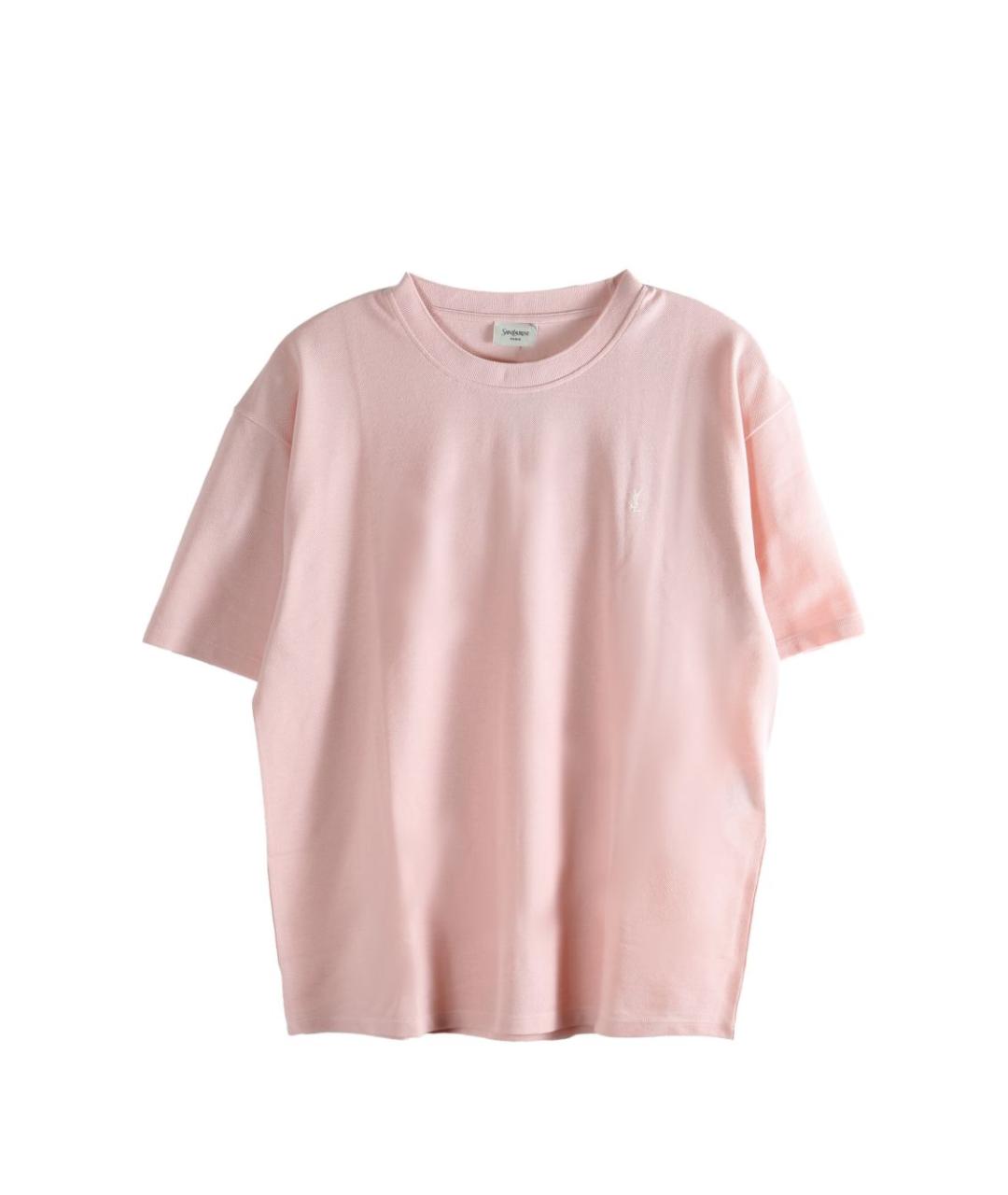 SAINT LAURENT Розовая хлопковая футболка, фото 1