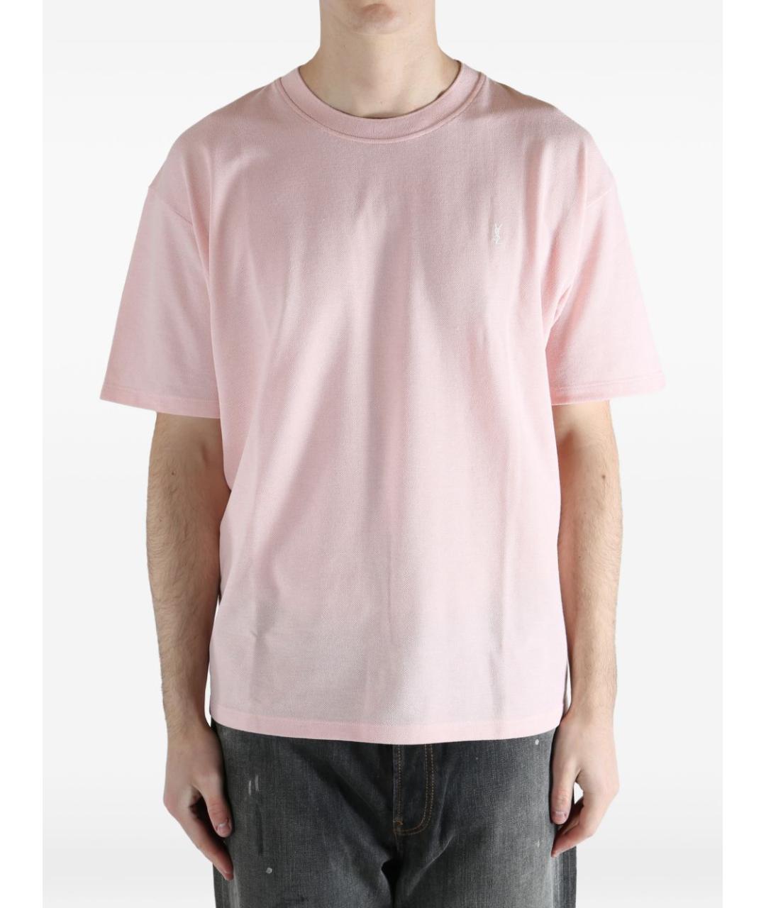 SAINT LAURENT Розовая хлопковая футболка, фото 4