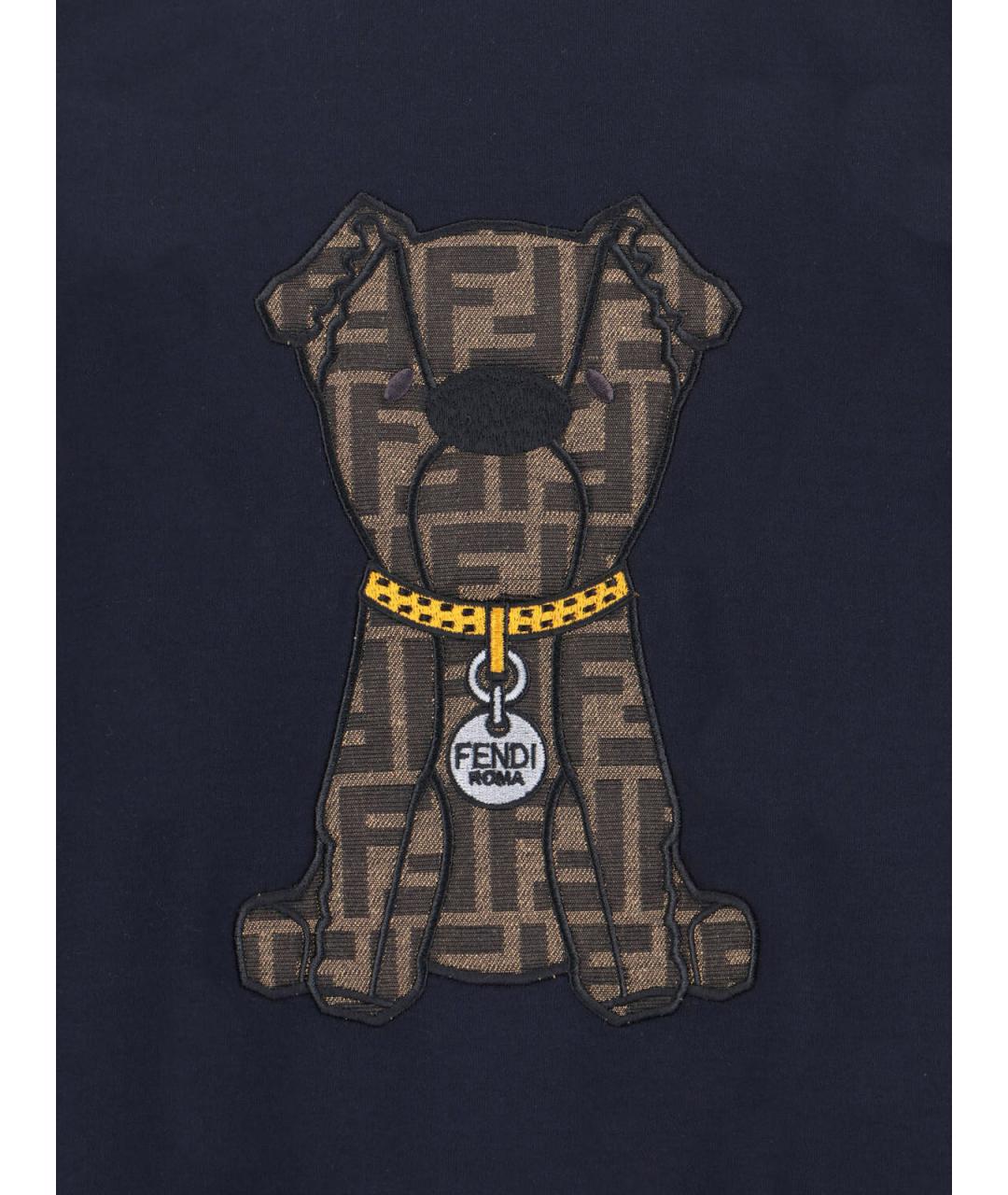 FENDI Синяя хлопковая футболка, фото 3