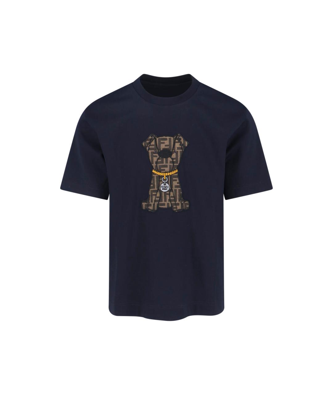 FENDI Синяя хлопковая футболка, фото 1