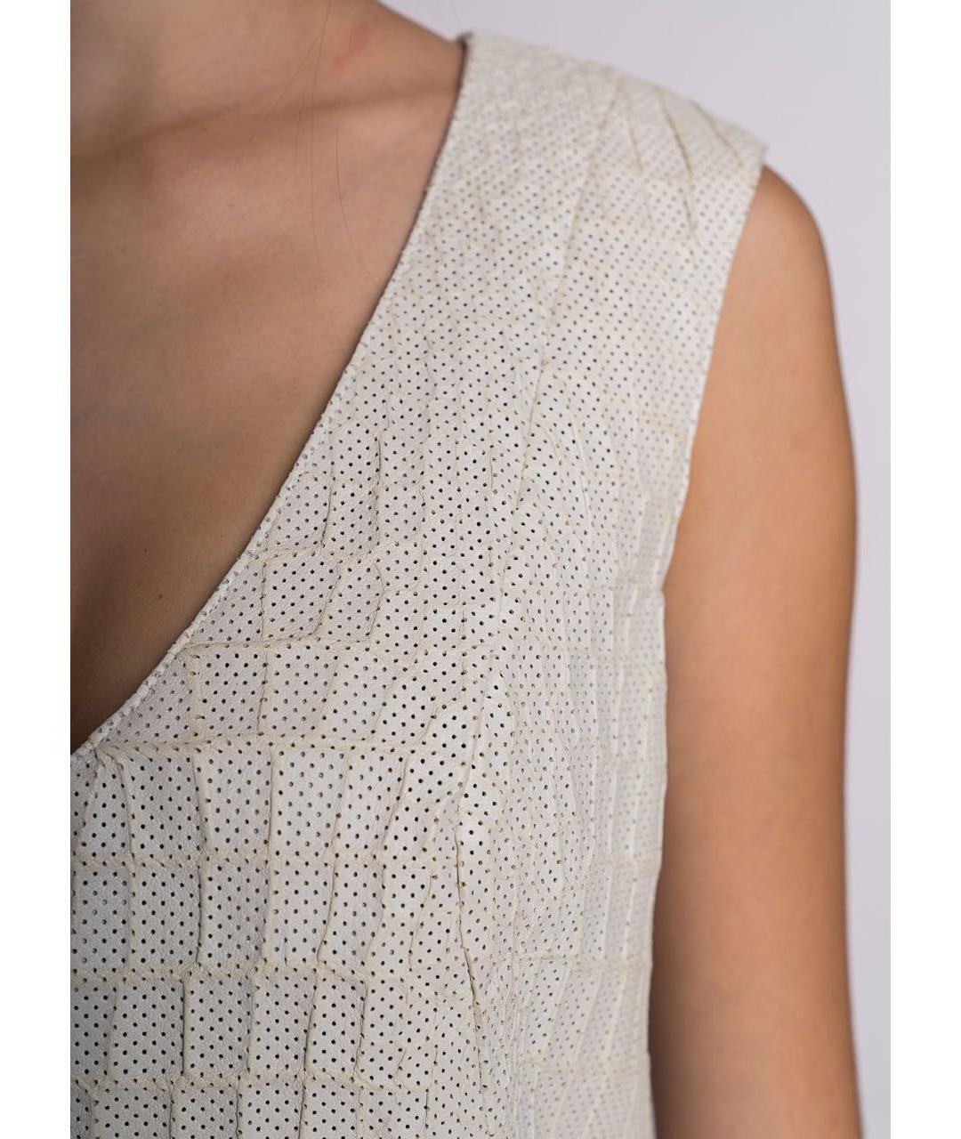 DROME Белое кожаное коктейльное платье, фото 4