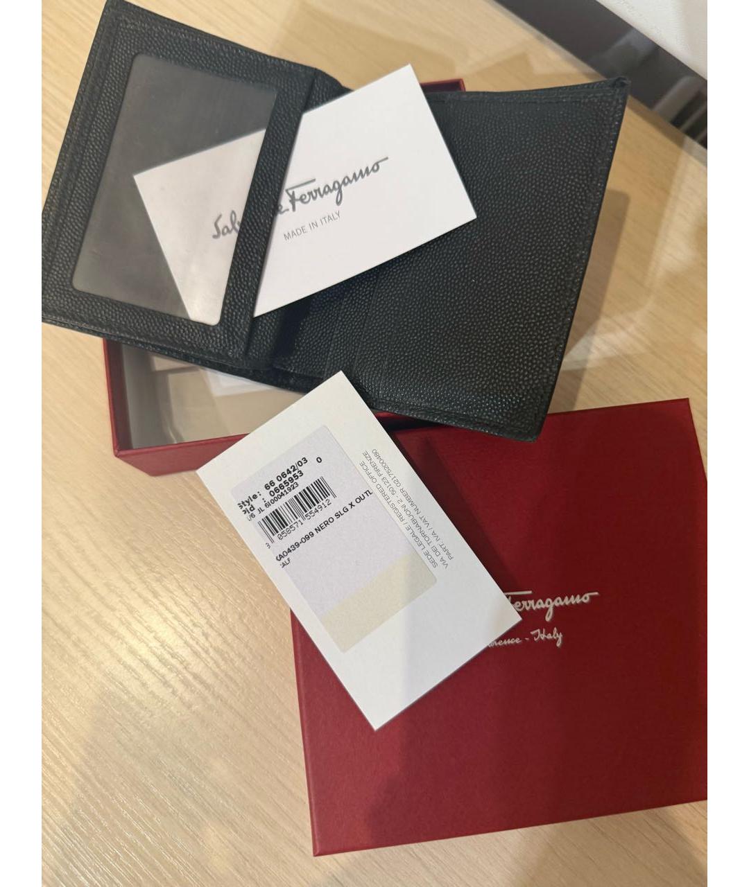 FERRAGAMO Черный кожаный кошелек, фото 2