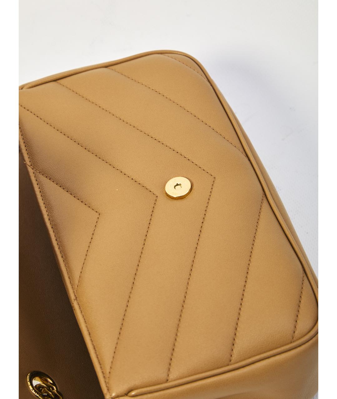 SAINT LAURENT Бежевая кожаная сумка через плечо, фото 5