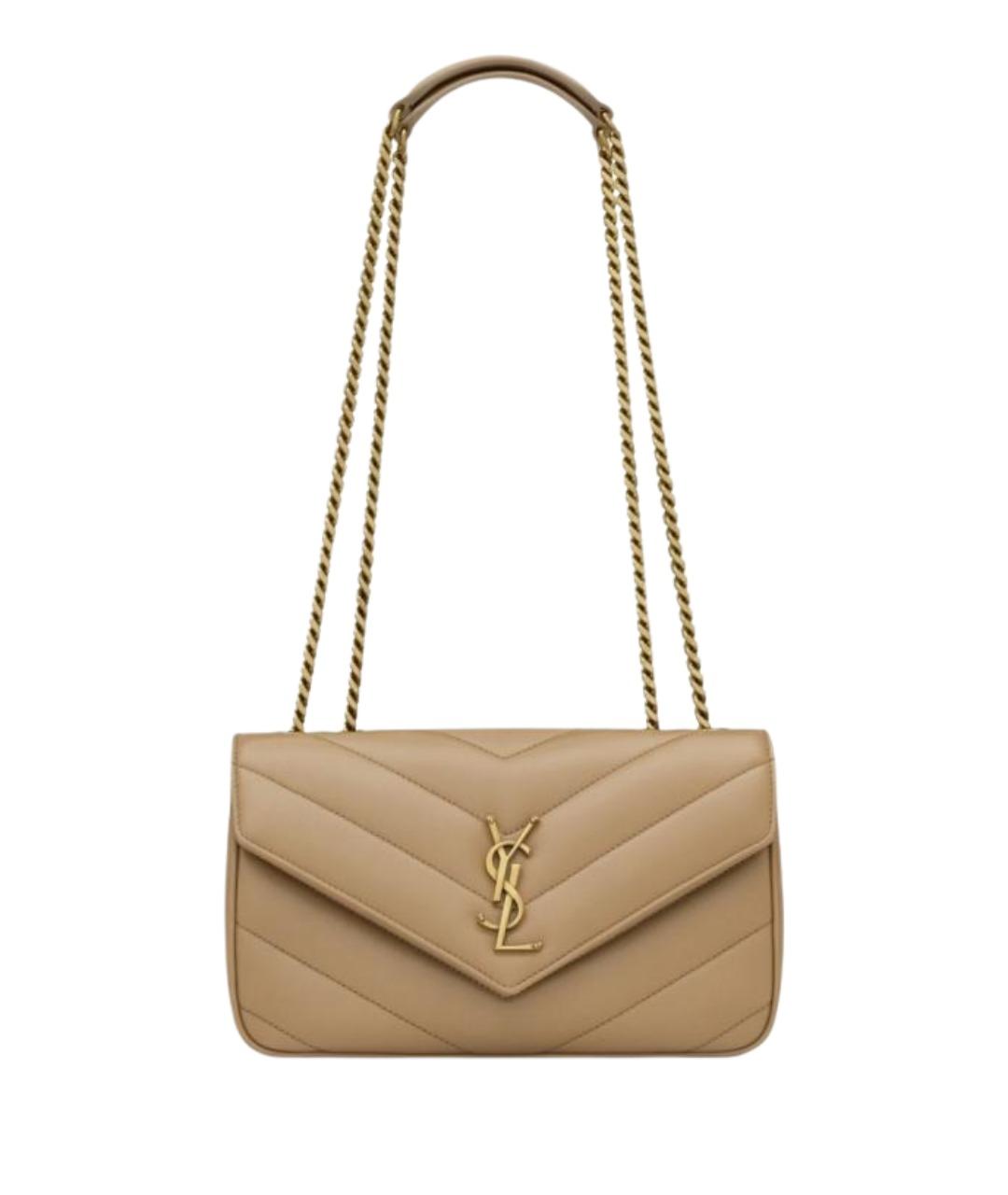 SAINT LAURENT Бежевая кожаная сумка через плечо, фото 1