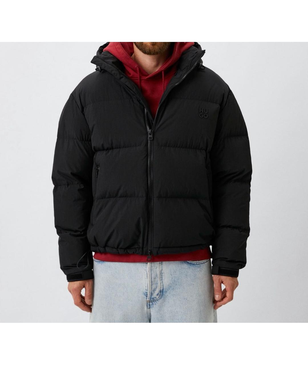 HUGO Черный полиамидовый пуховик, фото 9