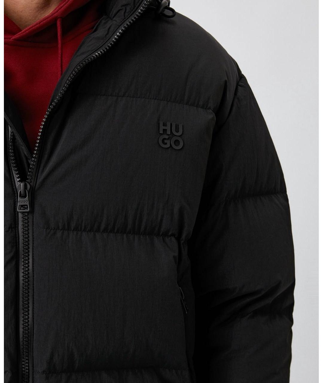 HUGO Черный полиамидовый пуховик, фото 3