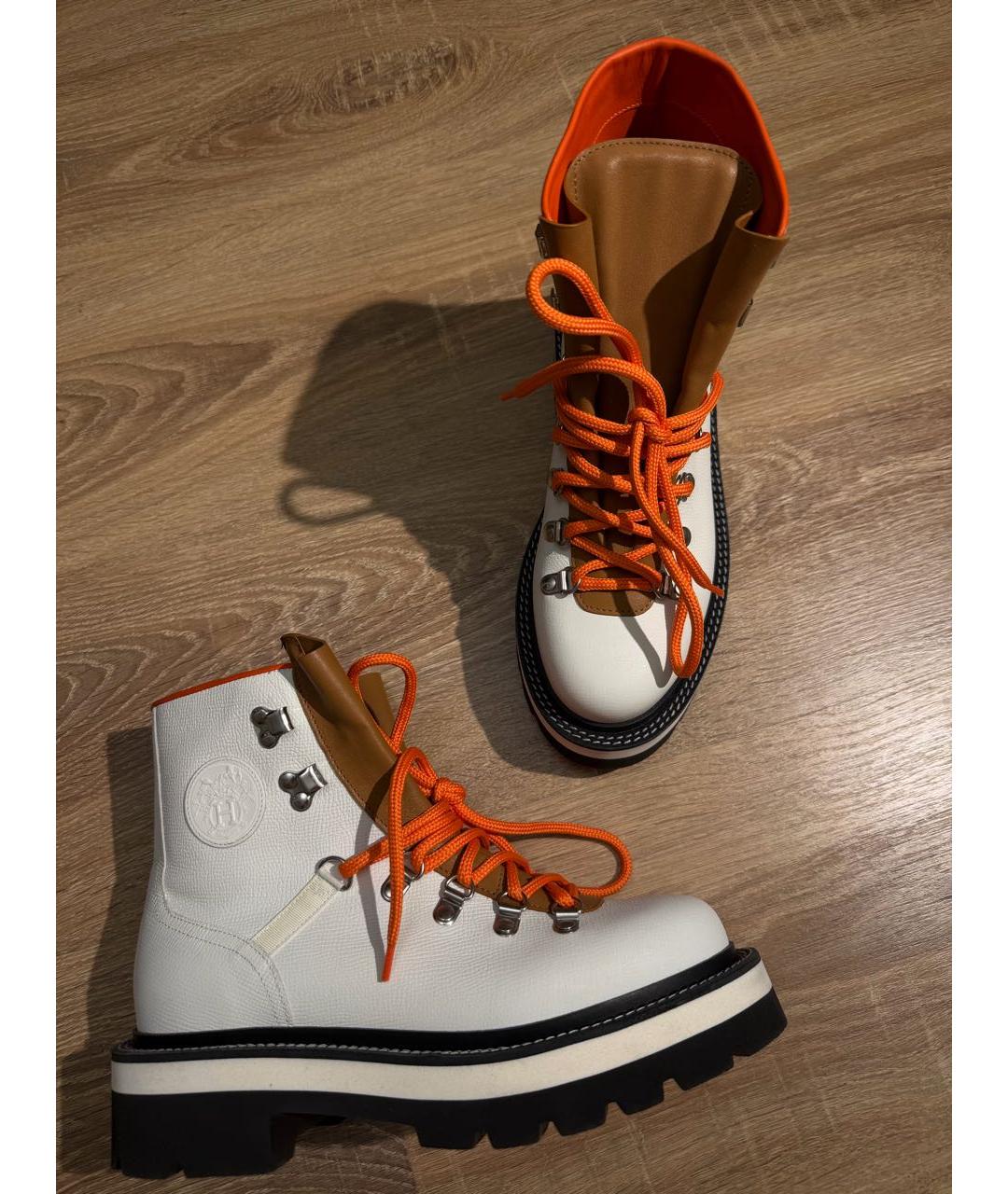 HERMES Белые кожаные ботинки, фото 2