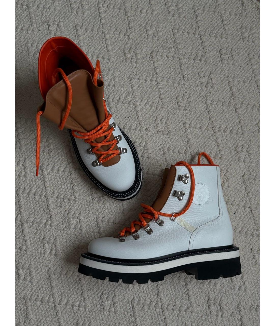 HERMES Белые кожаные ботинки, фото 3