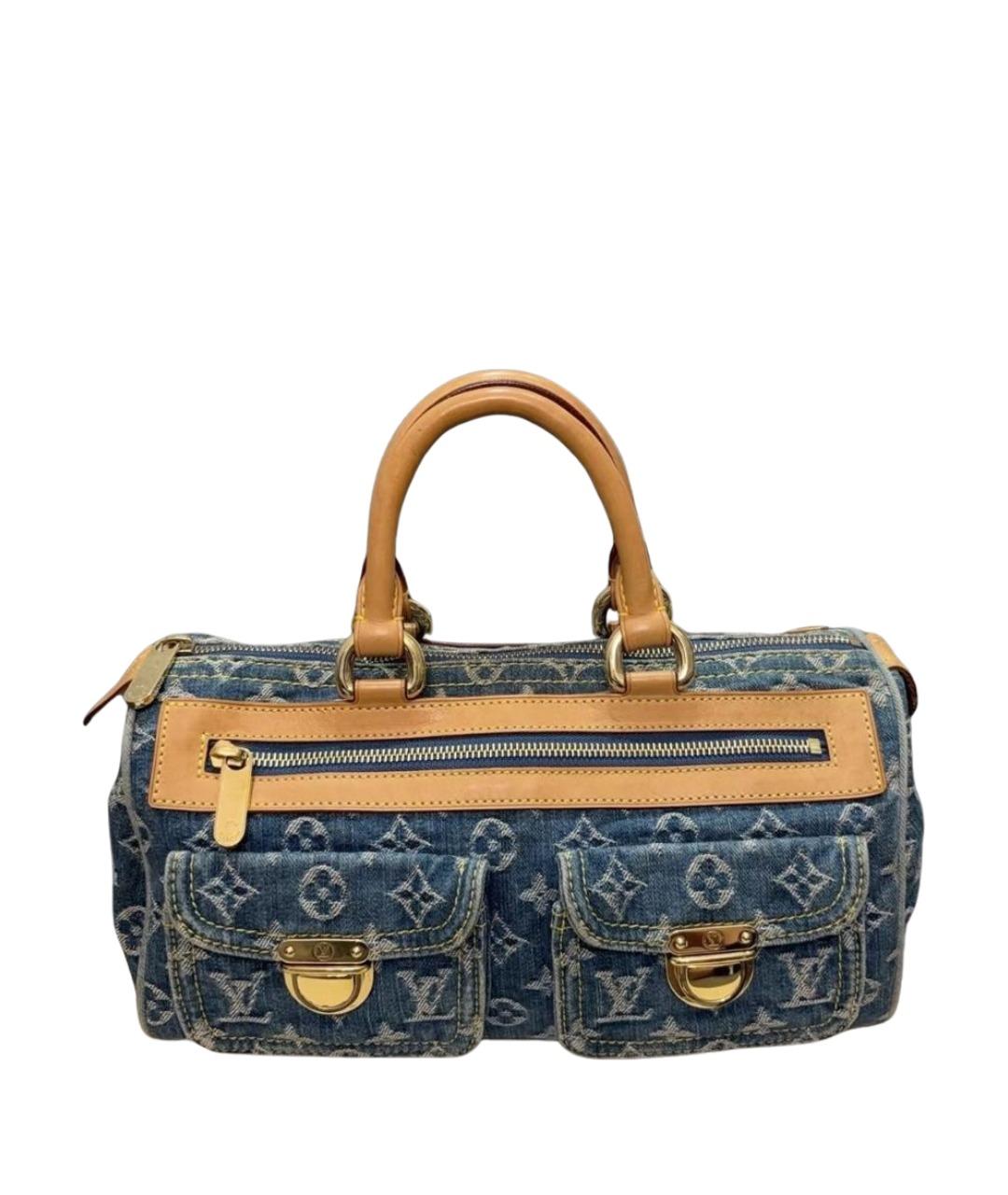 LOUIS VUITTON Синяя тканевая сумка с короткими ручками, фото 1