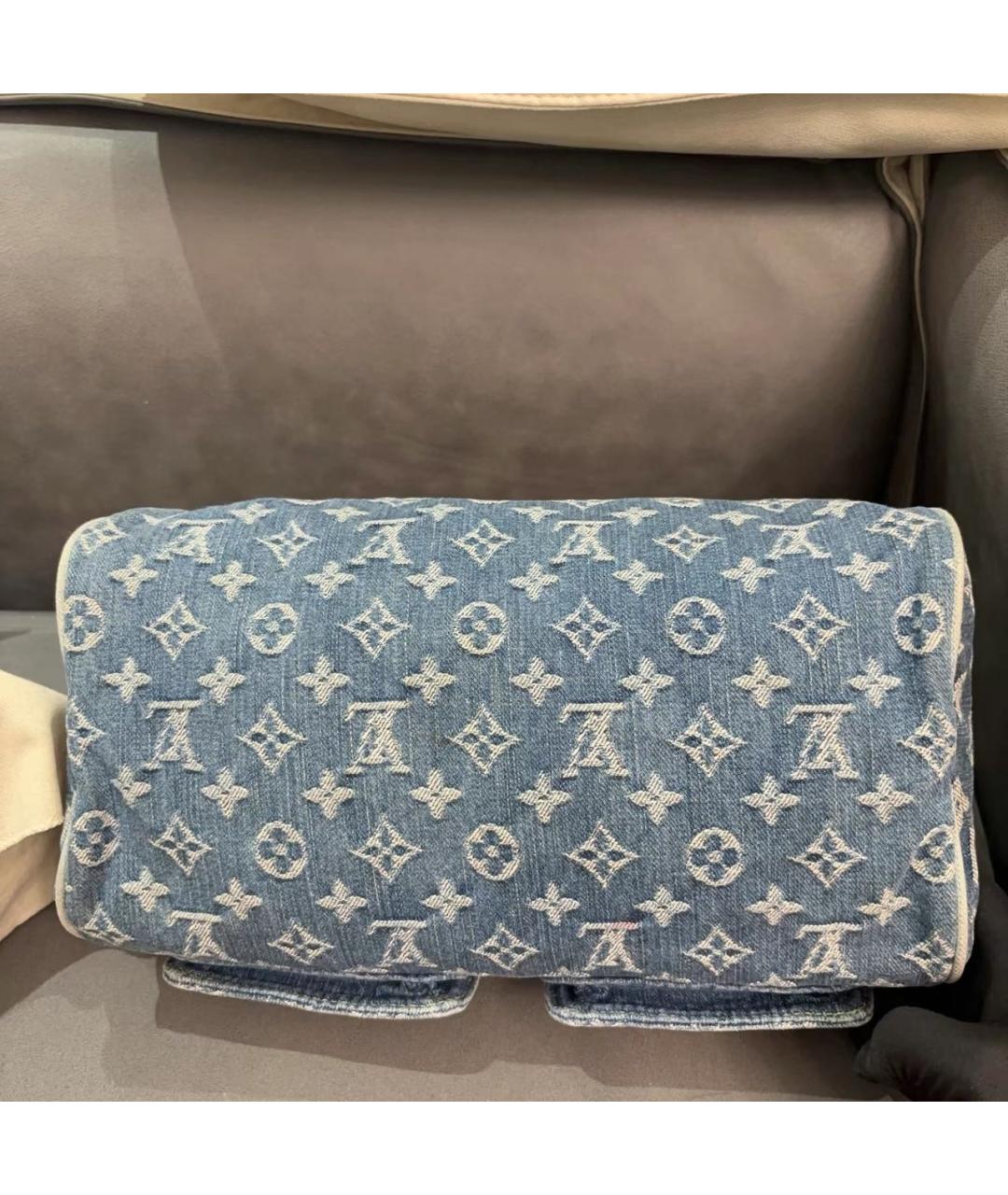 LOUIS VUITTON Синяя тканевая сумка с короткими ручками, фото 8