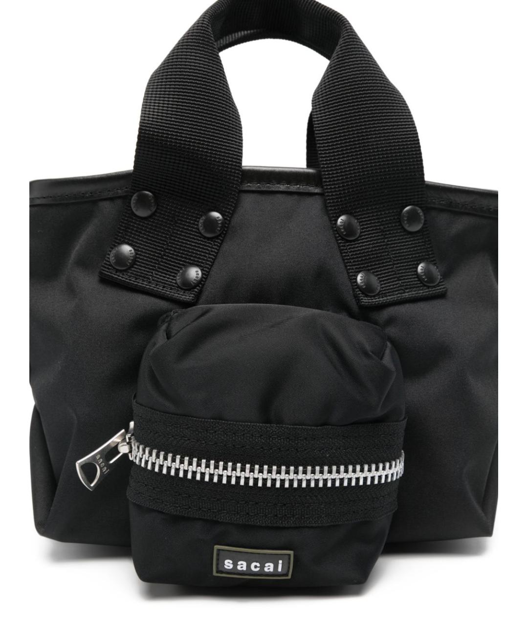 SACAI Черная синтетическая сумка тоут, фото 5
