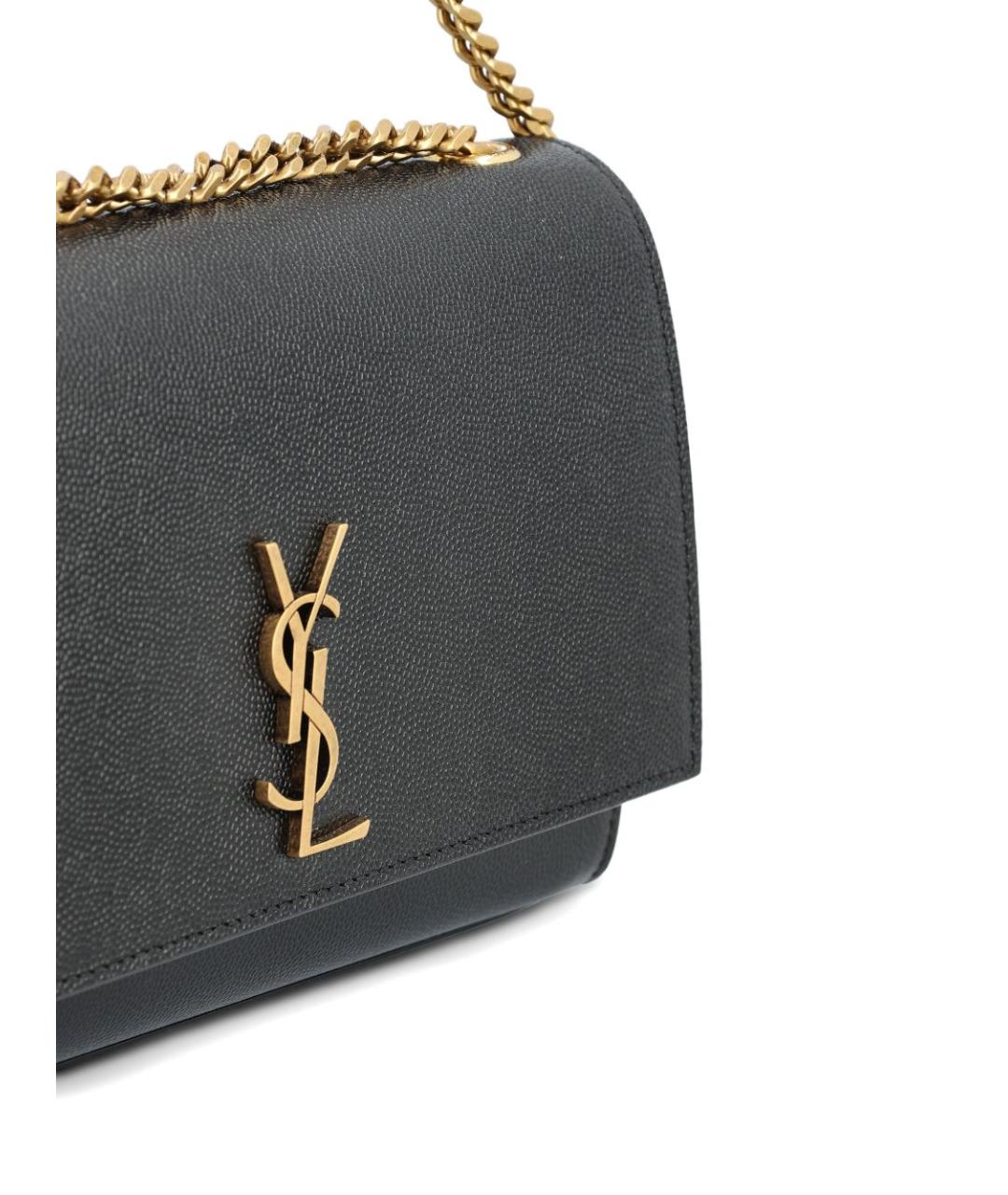 SAINT LAURENT Черная кожаная сумка через плечо, фото 3